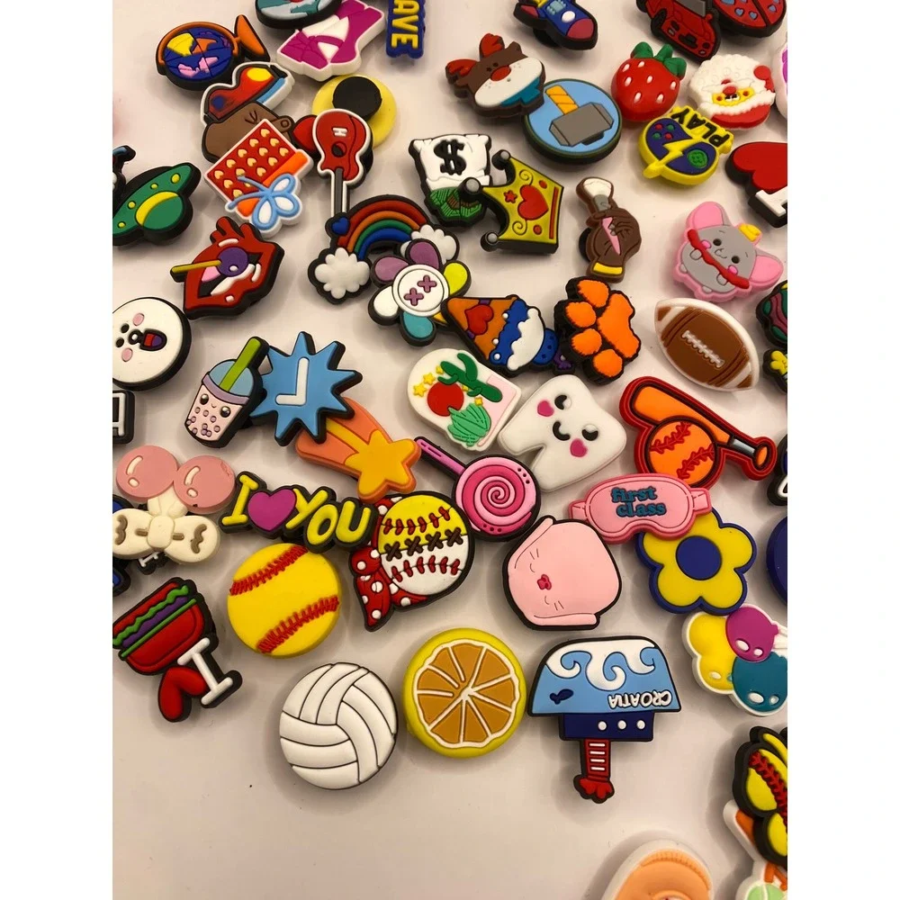 Bulk Lot Assorted PVC Shoe Charms Clogs Crocs Sports Food Animals Superheroes